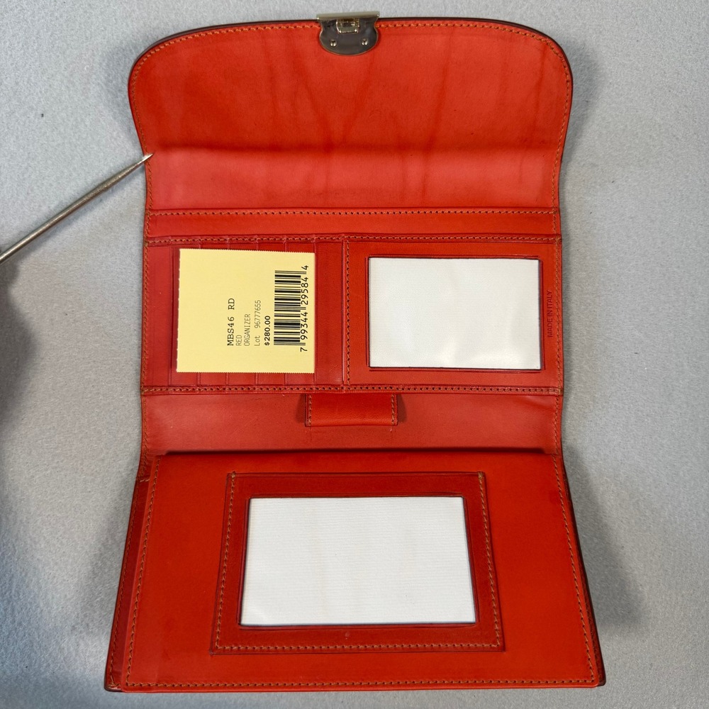 Dooney & Bourke Red Leather Organizer Wallet MBS46 RD Made in Italy with Box - Picture 6 of 8